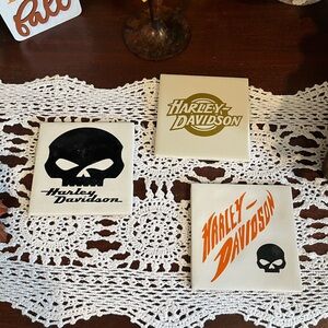 Handmade Coasters with Harley-Davidson vinyl stickers